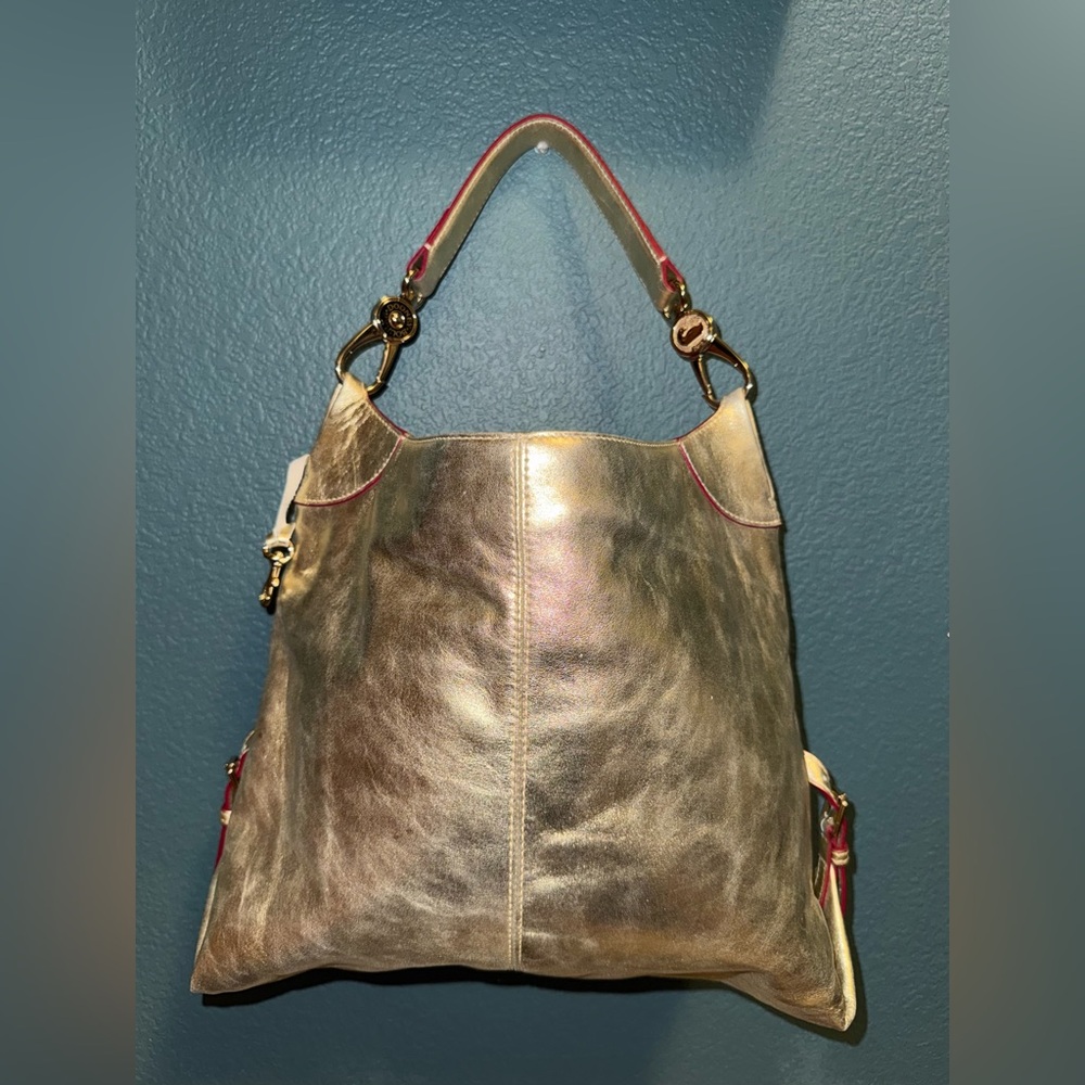 Dooney & Bourke Metallic Gold Leather Hobo Bag – Large